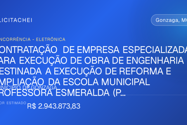 Gonzaga abre concorrência para reformar e ampliar escola municipal