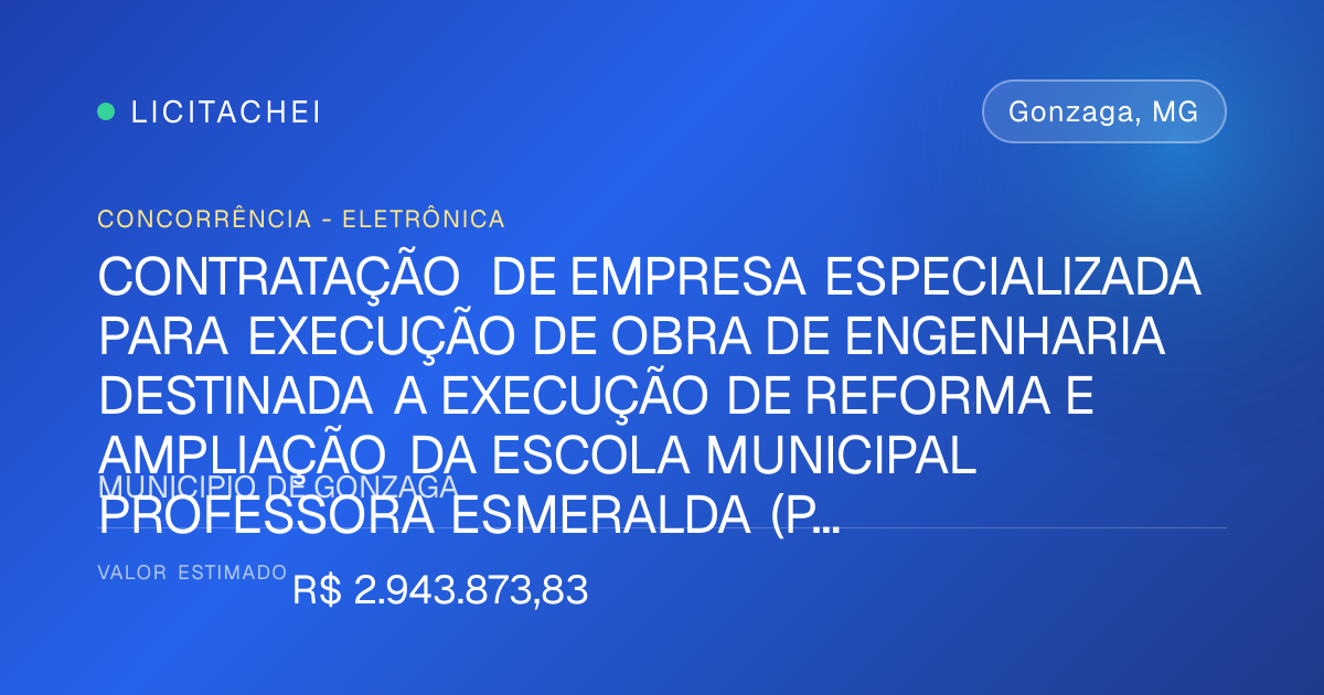 Gonzaga abre concorrência para reformar e ampliar escola municipal