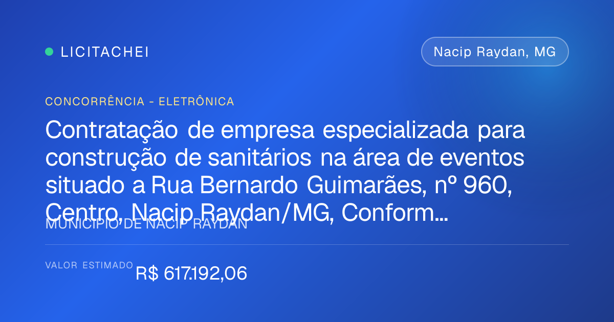 Nacip Raydan licita sanitários para a área municipal de eventos