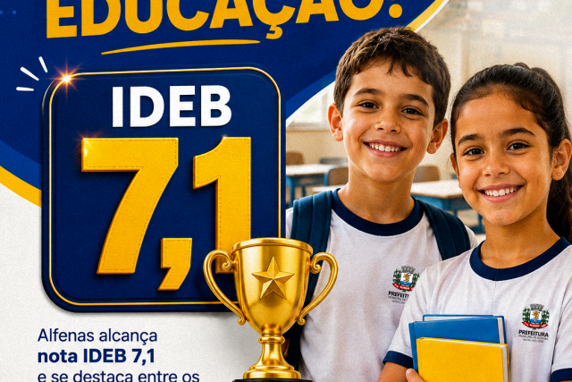 Rede municipal de Alfenas alcança Ideb 7,1 nos anos iniciais